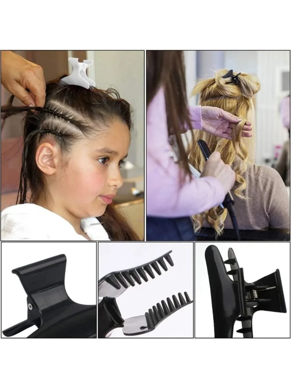 12 Pack Hair Claw Clips - Black & White Butterfly Styling, Sectioning & Cutting